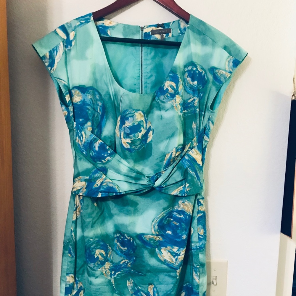 Vintage blue green sheath dress size 4